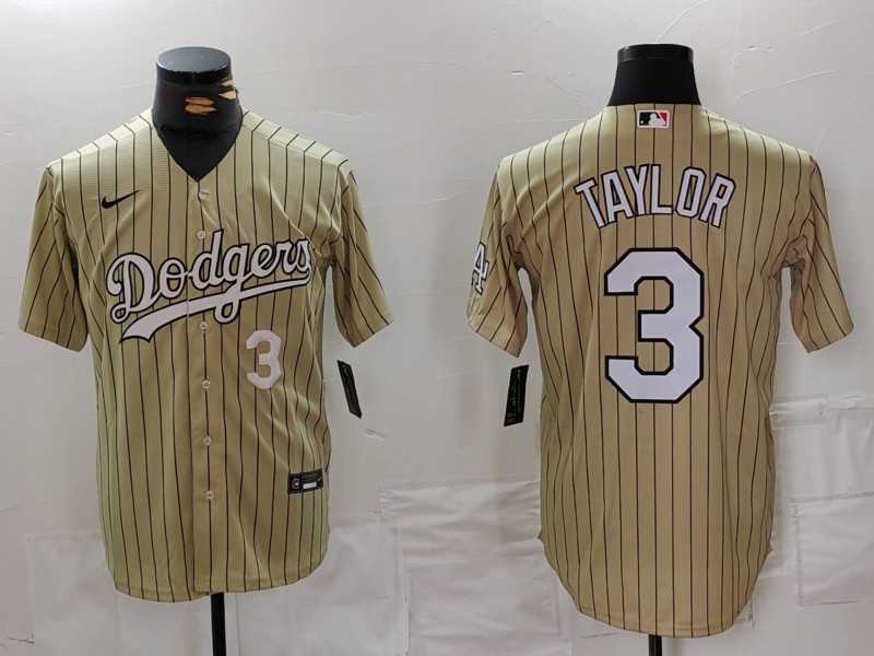 Men%27s Los Angeles Dodgers #3 Chris Taylor Cream Pinstripe Stitched Cool Base Nike Jerseys->kansas city royals->MLB Jersey